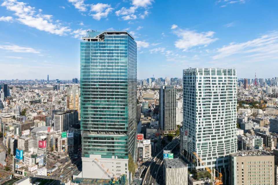 セルリアンタワー東急ホテルの高層階から望む渋谷の街並み