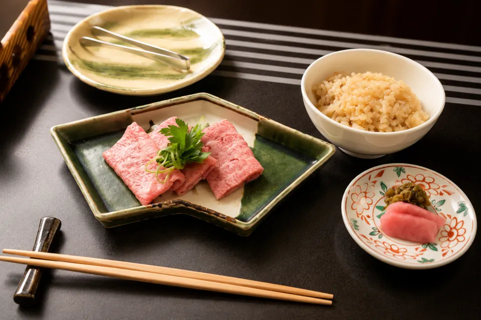 下呂温泉 小川屋の牛肉料理とご飯