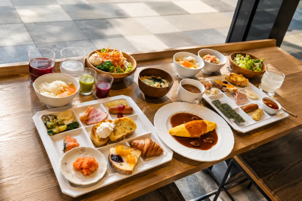 グローカルホテル糸島の朝食ビュッフェの料理
