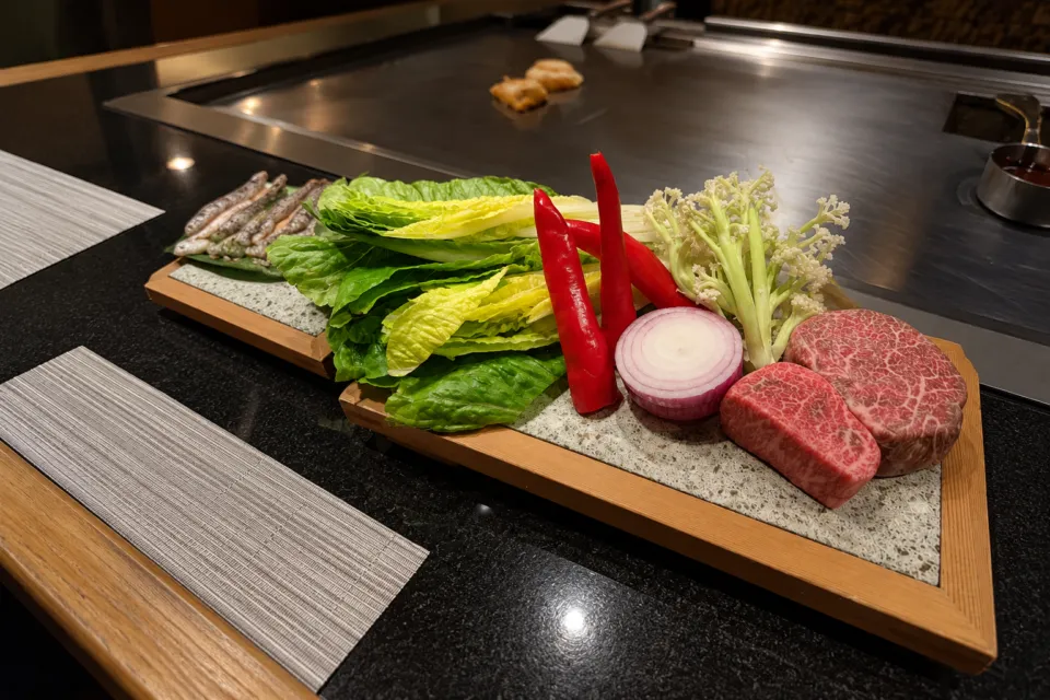 箱根・翠松園の鉄板焼き用食材