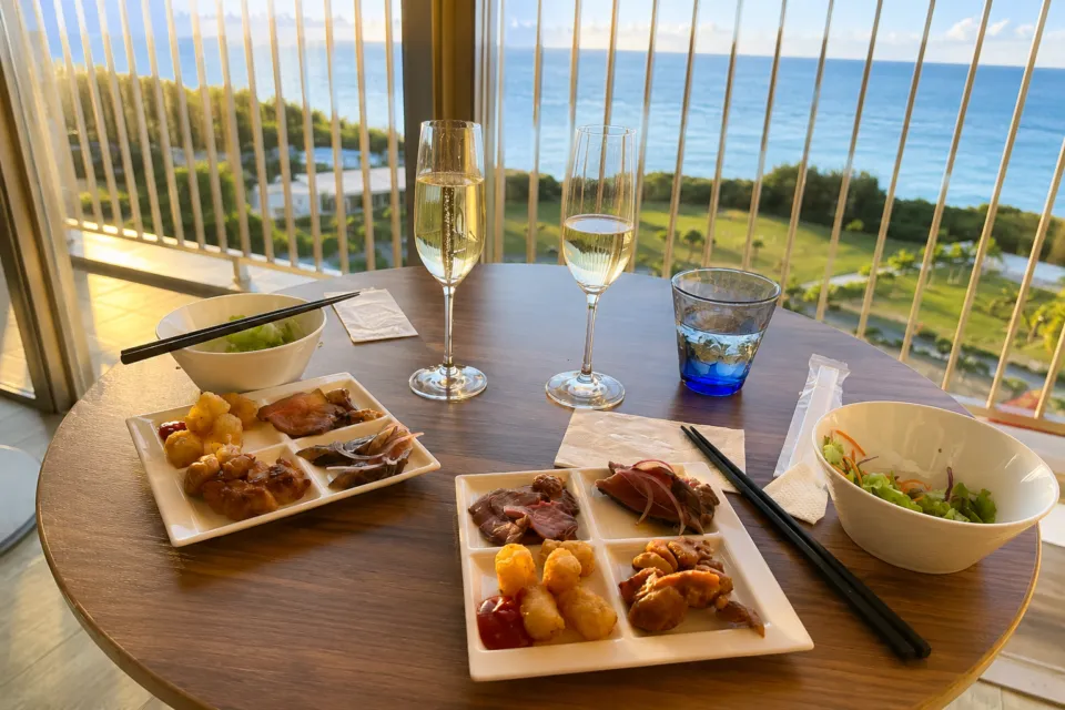 ヒルトン沖縄瀬底リゾートの海を眺めながら楽しむ夕食