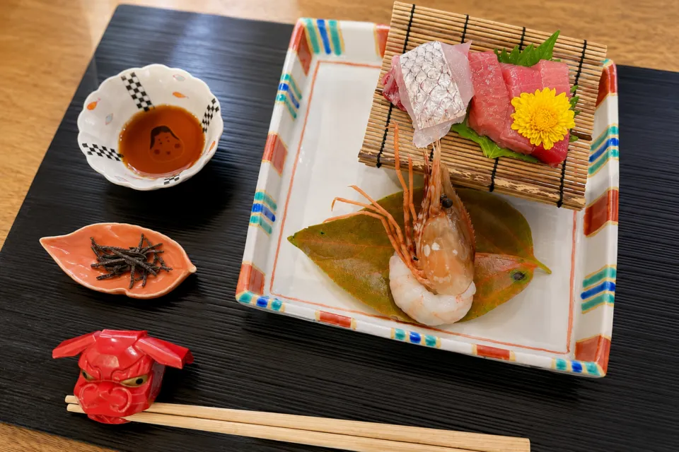 本陣平野屋 花兆庵の刺身の盛り合わせ