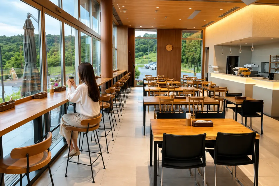 ホテル奈良さくらいの郷の窓に面したレストラン