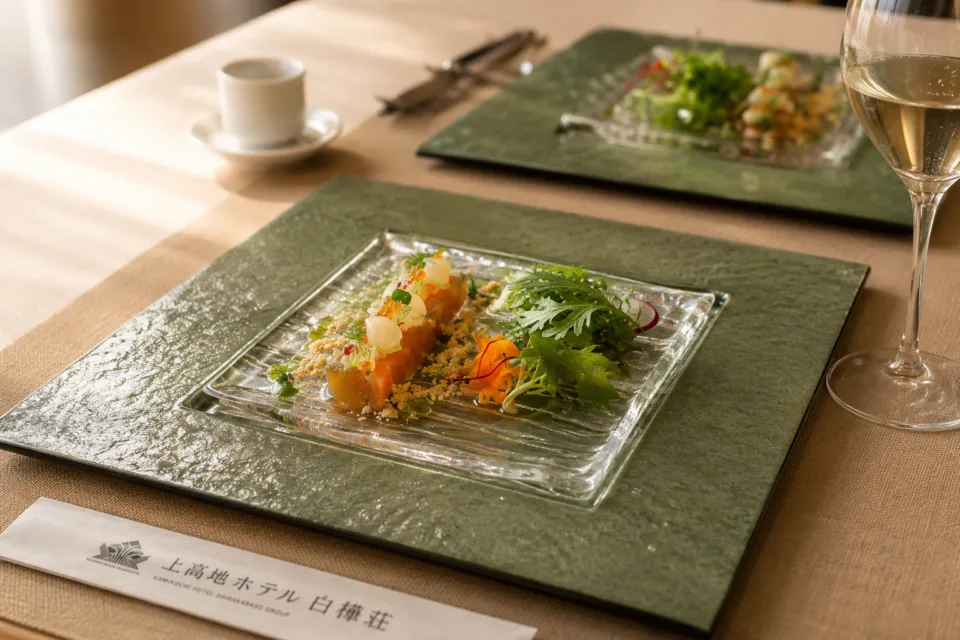 上高地ホテル白樺荘のコース料理の前菜