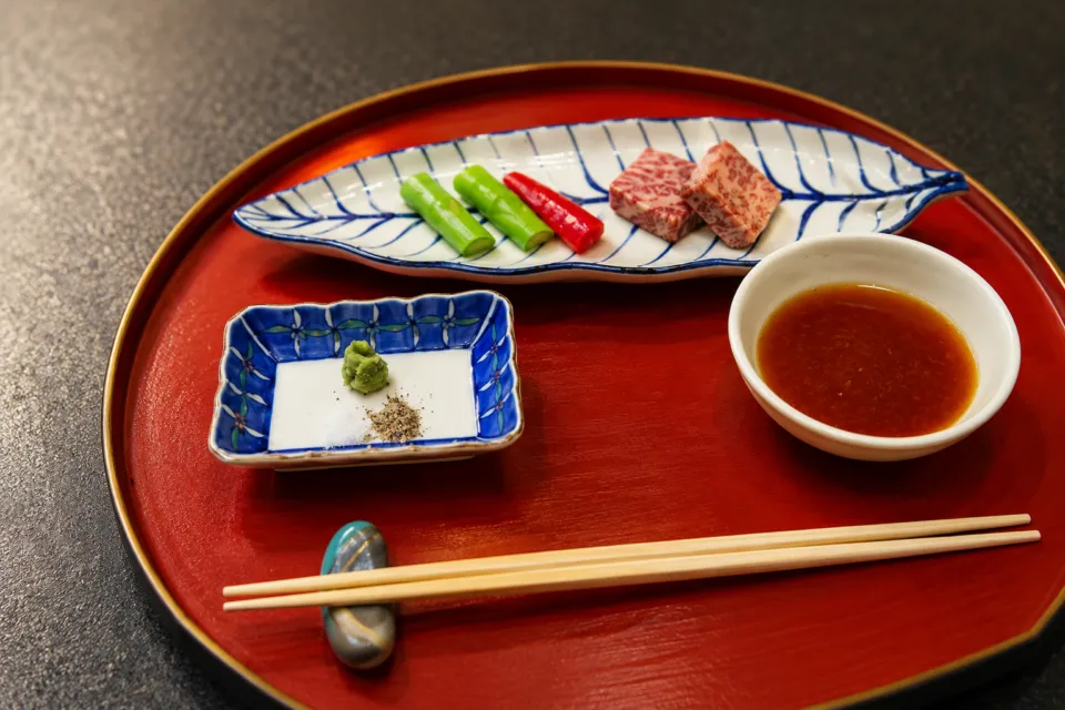那須温泉 山楽の和牛と野菜の一皿