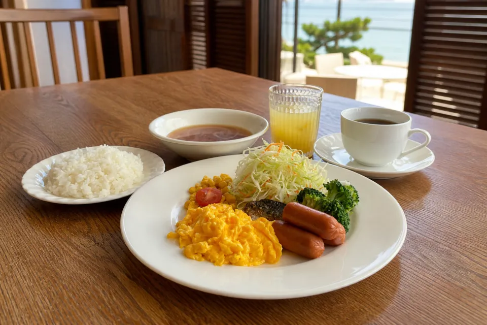 オン・ザ・ビーチ ルーの朝食セット一例
