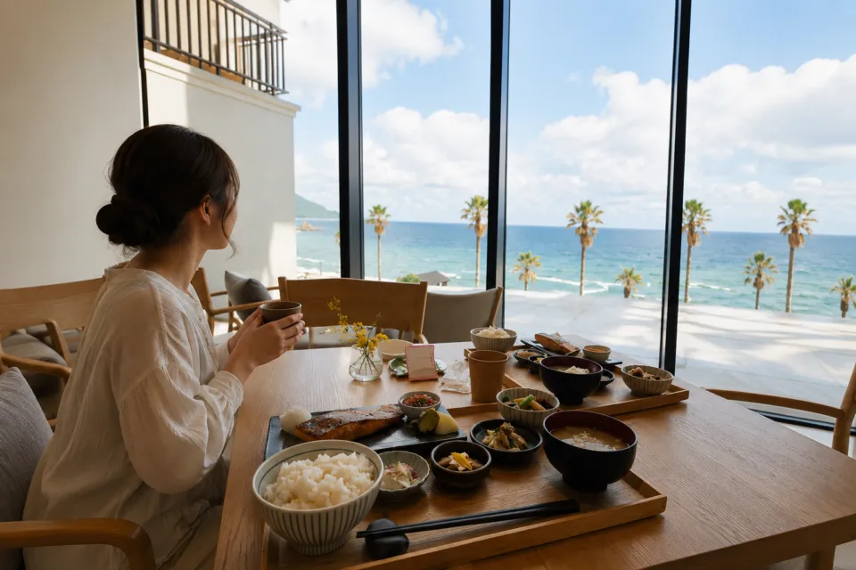 seven x seven 糸島の海を望む窓辺の和朝食