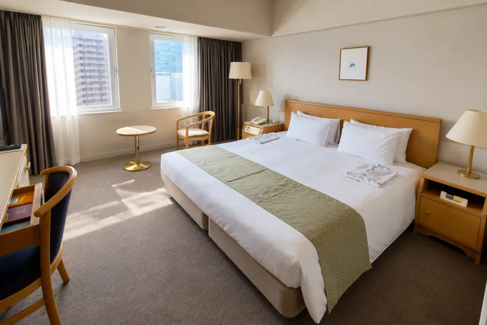 THE SAIHOKUKAN HOTELのゆとりあるベッドルーム