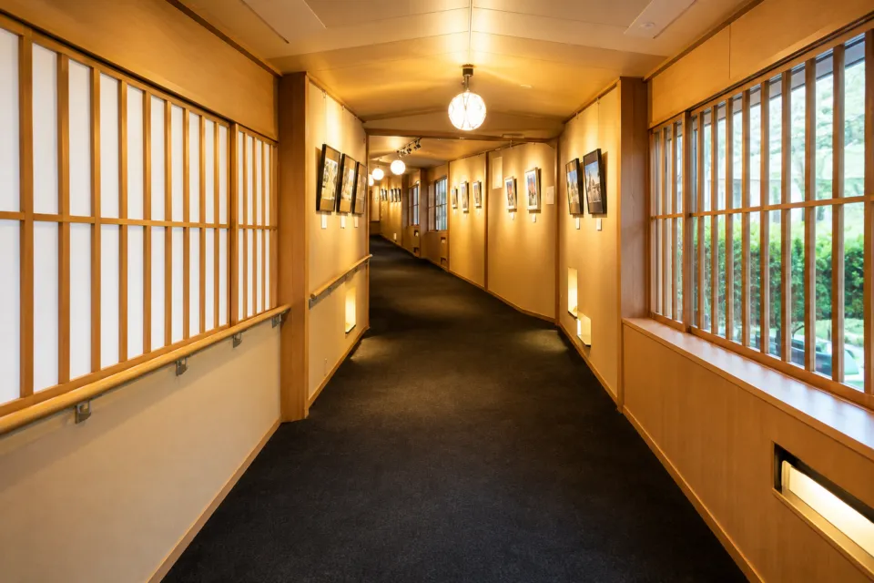 美ヶ原温泉 翔峰の写真展示がある館内廊下