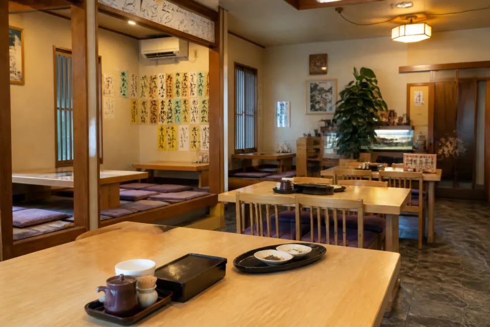 味処 あらしの木の温もりがある店内