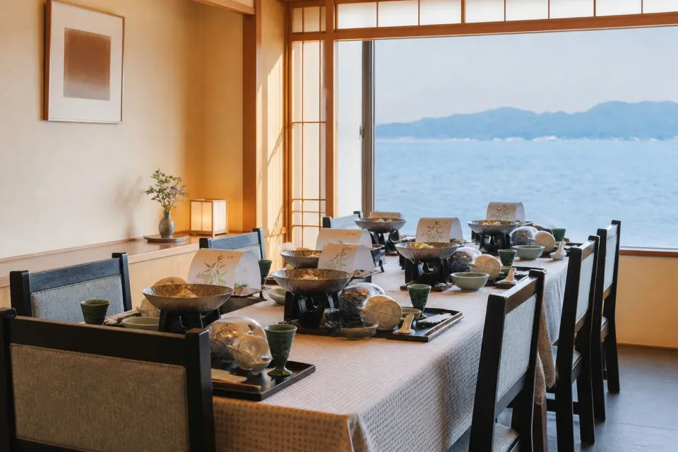 味皆美 ふじな亭の宍道湖を望む店内