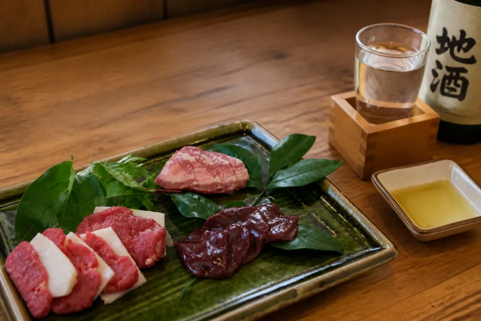 郷土料理と日本酒 町家の馬刺し4点セット