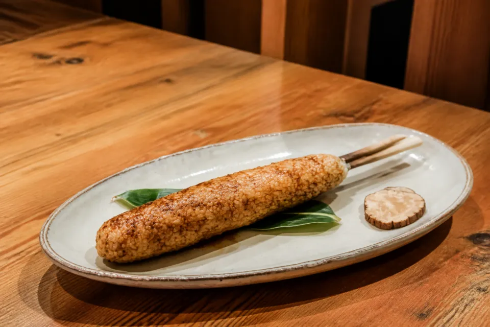 郷土料理と日本酒 町家の杉串のきりたんぽ