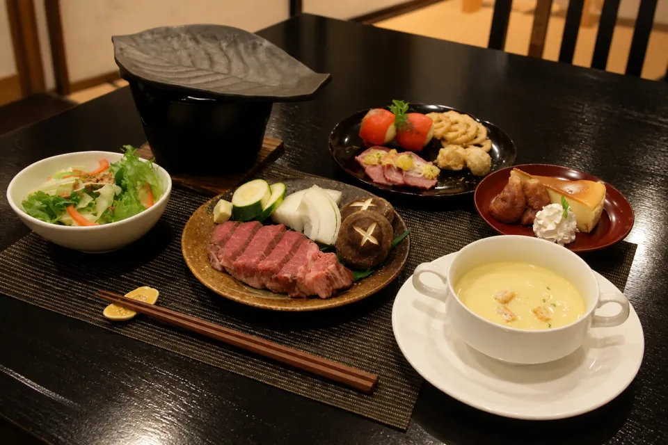 フォレストヴィラ夢寿々の近江牛の陶板焼き