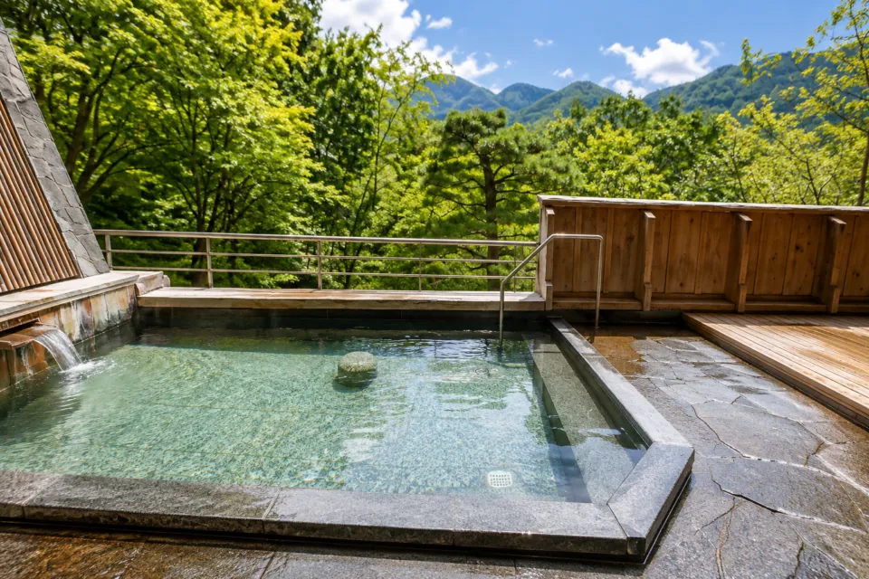 下呂温泉 山形屋の山を望む露天風呂