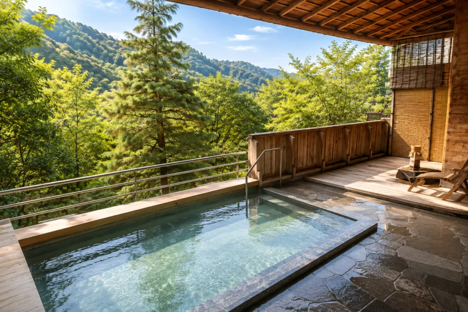 下呂温泉 山形屋の屋根付き露天風呂