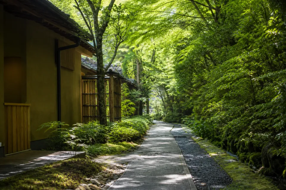 星のや京都の石畳の庭路地