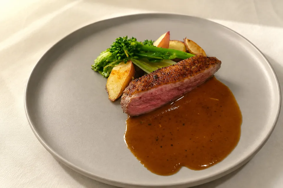 ホテル日航福岡の肉料理と温野菜の一皿