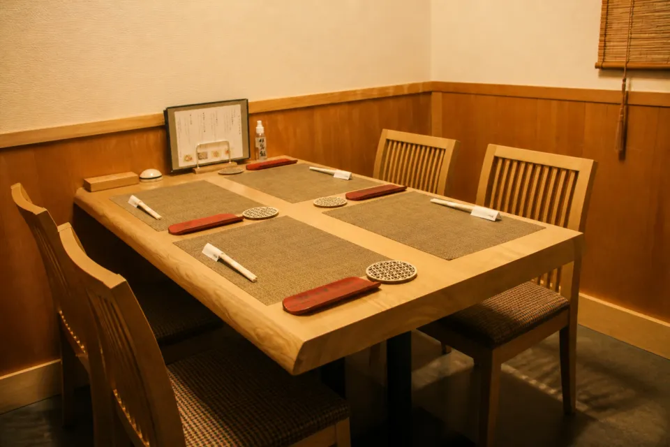 伊勢鮨の四人用個室テーブル