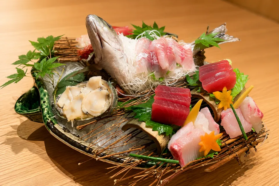 鴨川館の刺身盛り合わせ