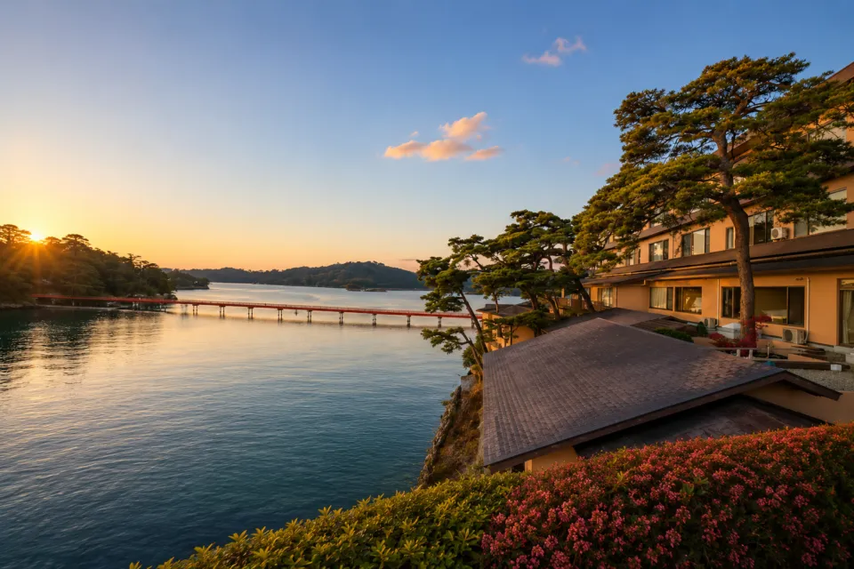 小松館 好風亭の夕景と松島湾