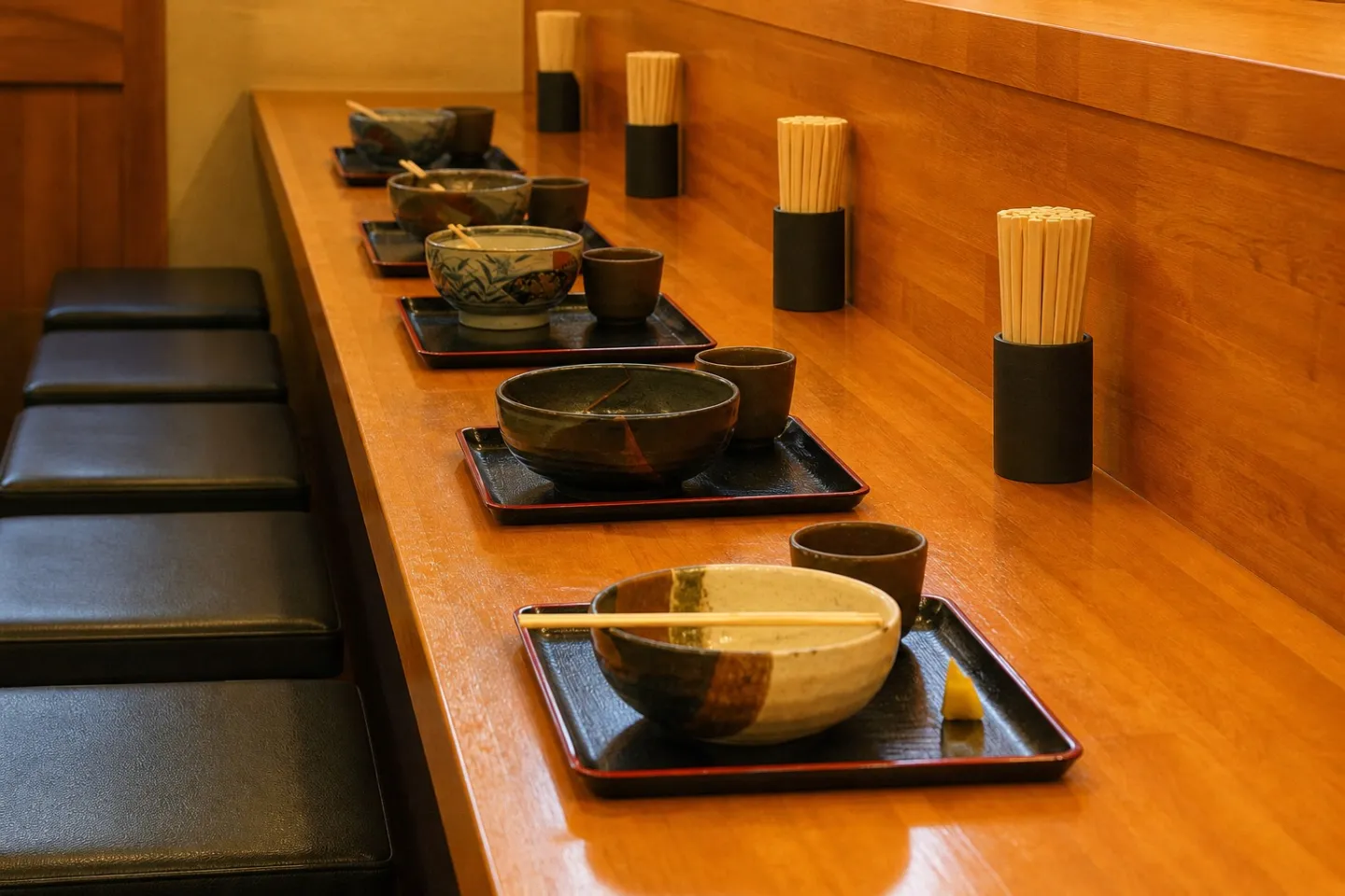 麺処 綿谷 丸亀店のカウンター席