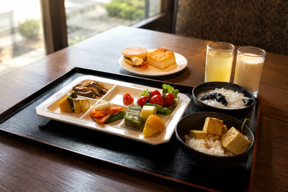 結びの宿 愛隣館の朝食プレート