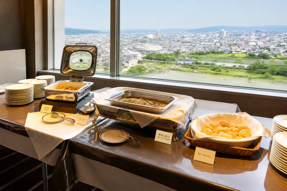 むつグランドホテルの朝食バイキング