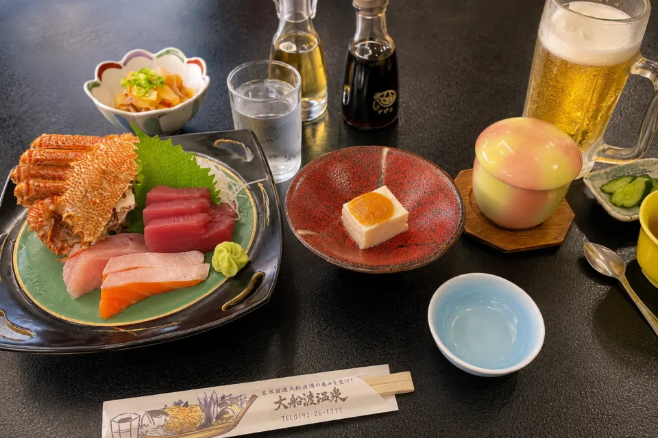 大船渡温泉の海鮮料理の夕食