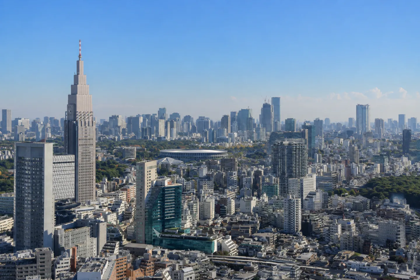 パーク ハイアット 東京の高層階から望む東京の街並み