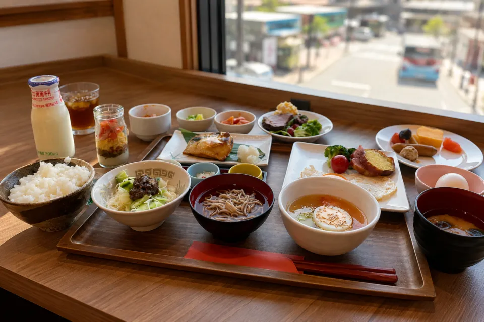 リッチモンドホテル盛岡駅前の料理を盛り付けた朝食