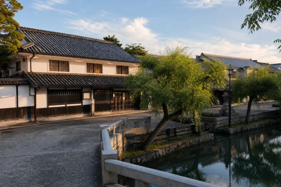 旅館くらしきの倉敷美観地区に面した外観