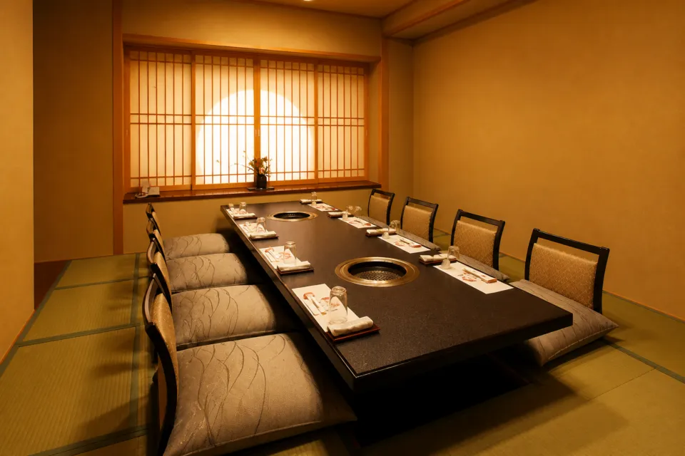 瀬波グランドホテルはぎのやの個室会食場