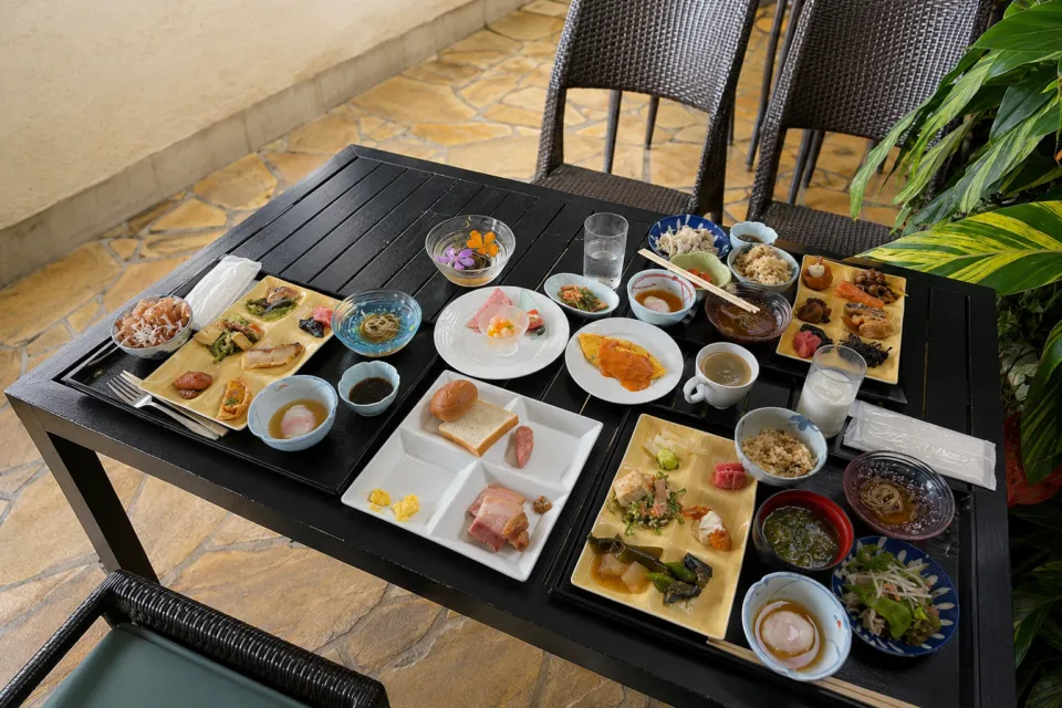 シギラベイサイドスイート アラマンダの朝食の料理