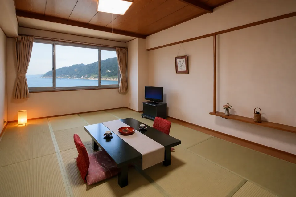 島周の宿さか井の海を望む和室