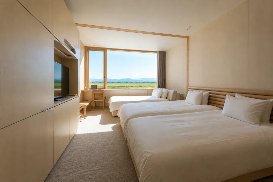 SHONAI HOTEL SUIDEN TERRASSEのハリウッドツインルーム田園ビュー