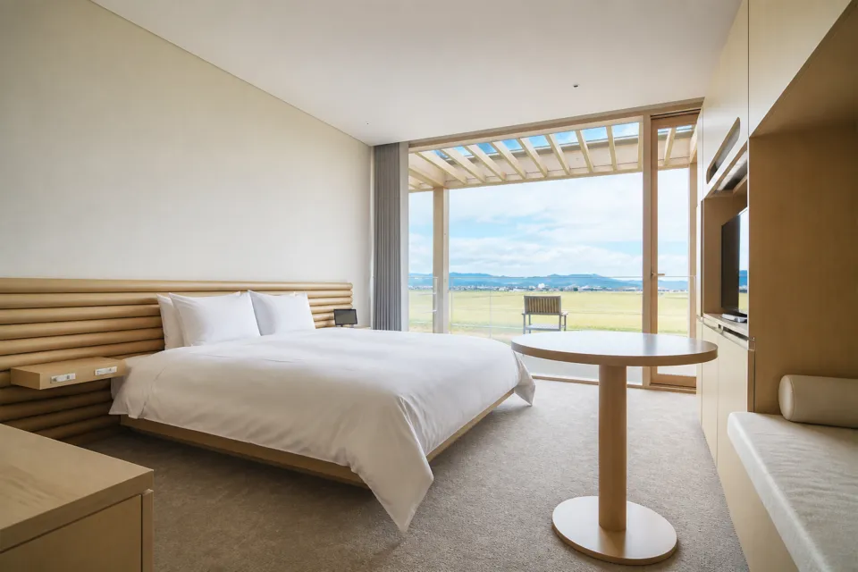 SHONAI HOTEL SUIDEN TERRASSEのダブルルーム田園ビューテラス付き