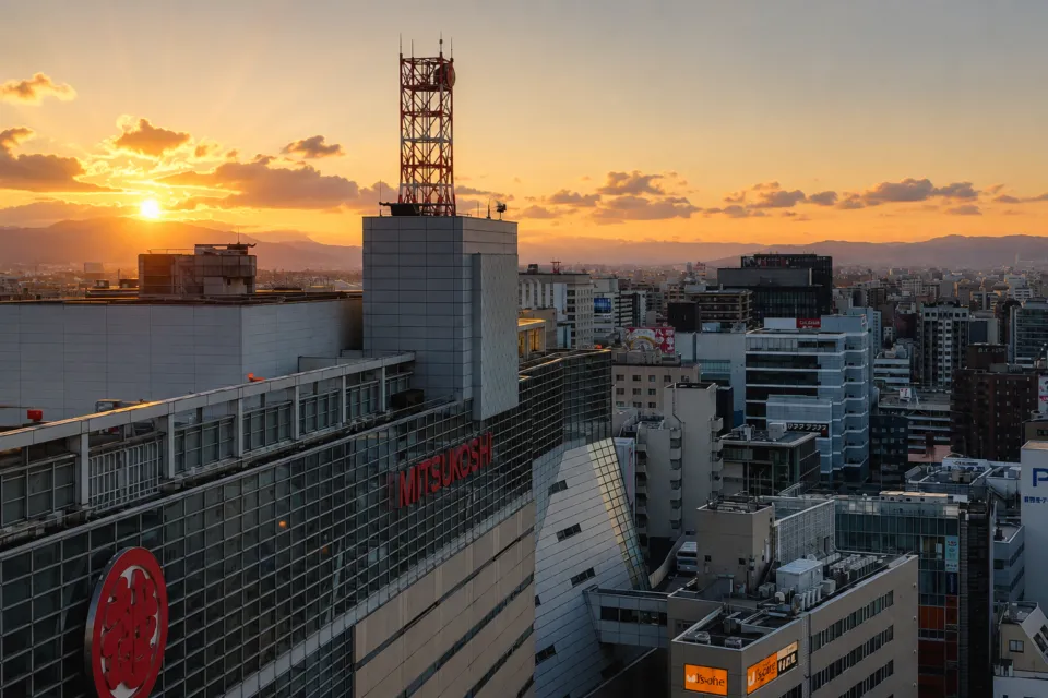 ソラリア西鉄ホテル福岡の夕暮れに望む福岡市街