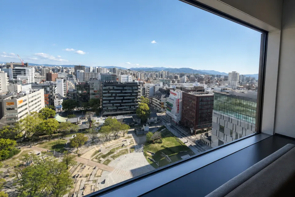 ソラリア西鉄ホテル福岡の客室から望む福岡市街