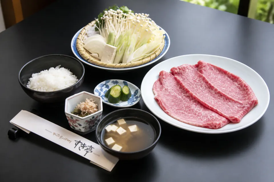 りんごで育った信州牛すき亭のすき焼きランチ