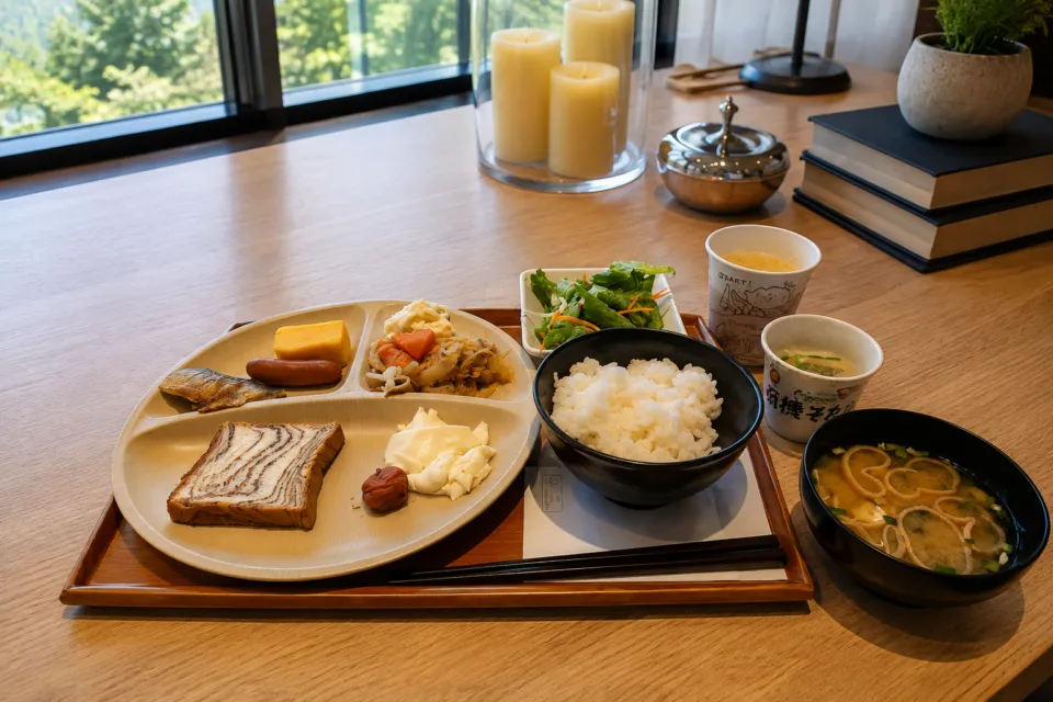 天然温泉 葵の湯 スーパーホテル岡崎の朝食プレート