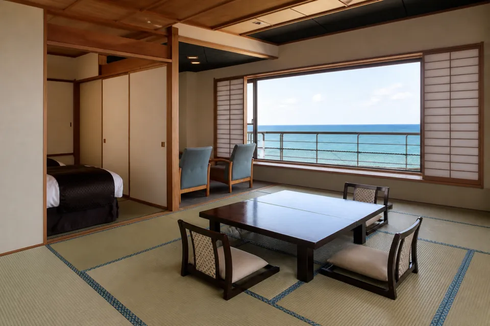 大観荘せなみの湯の一般客室角部屋426・526