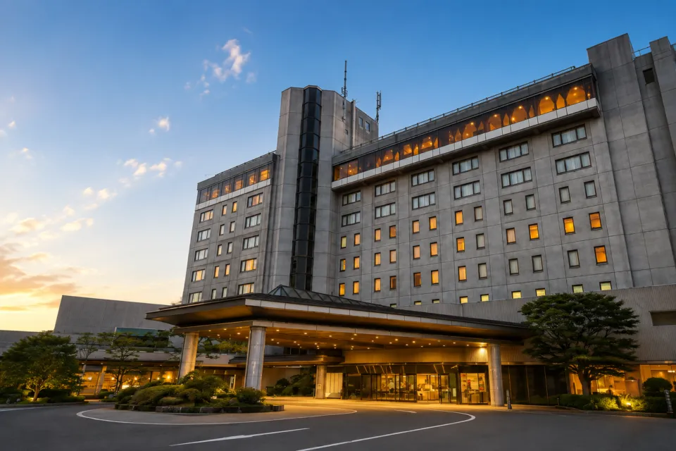 高山グリーンホテルの夕景の外観