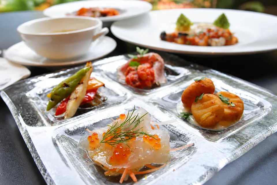 THE FUJIYA GOHONJINの彩り豊かな前菜の盛り合わせ
