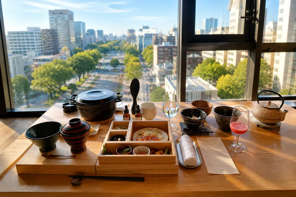 THE TOWER HOTEL NAGOYAの窓辺に並ぶ朝食