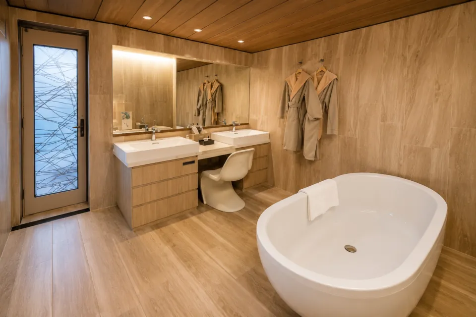 THE TOWER HOTEL NAGOYAの独立型バスタブと洗面台