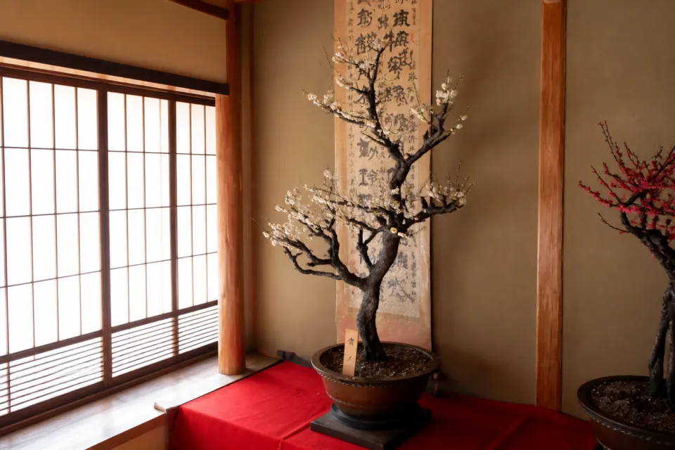 得月楼の盆梅展示