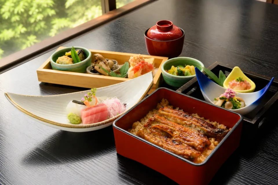 魚登久のうな重を含むコース料理