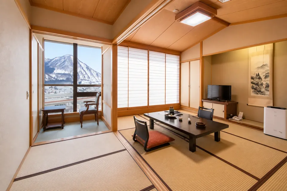 湯沢グランドホテルの和室二間と山景色