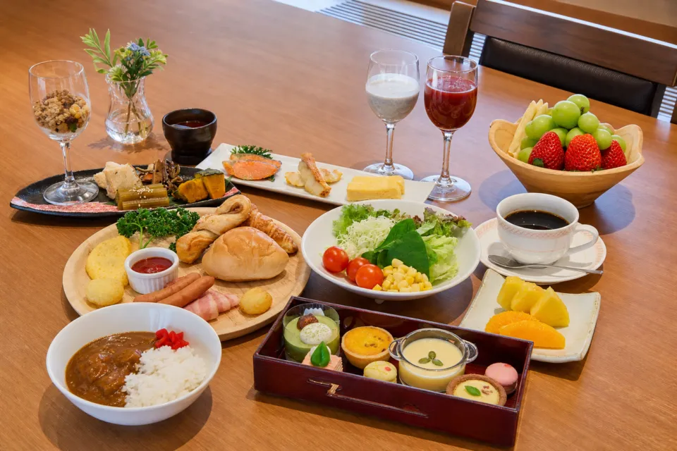 蔵王四季のホテルの朝食メニューの一例
